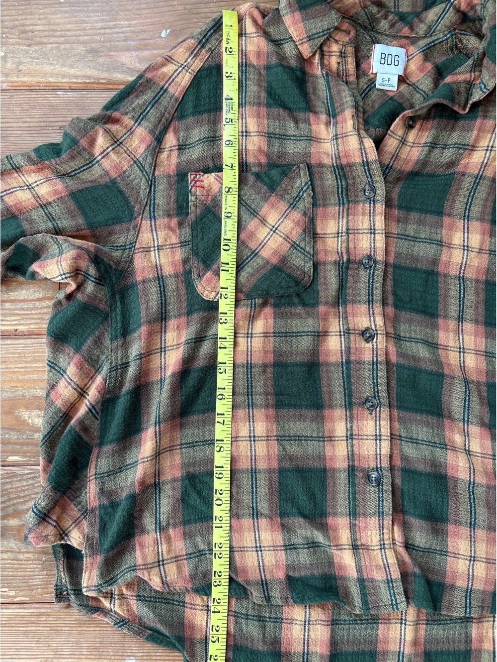 BDG Urban Outfitters Keanu Plaid Oversized Flannel Shirt Green Pink S - Picture 7 of 9